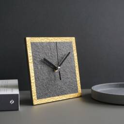 Modern Mantel Clock For Industrial Apartnemt, Free Standing Loft Style Home Decor, Minimalist Black Gold Table Clock, New House Gift - thumbnail 3