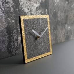 Modern Mantel Clock For Industrial Apartnemt, Free Standing Loft Style Home Decor, Minimalist Black Gold Table Clock, New House Gift - thumbnail 2