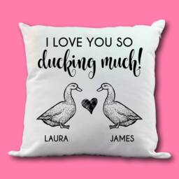 Love You So Ducking Much Cushion Engagement Gift Personalised Valentines Present Duck Love Punny Autocorrect - thumbnail 2