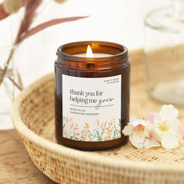 Nursery Teacher Gift For Preschool Teacher, Personalised Christmas Scented Candle - image 1