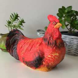 Ceramic Rooster, Painted Sculptures, Handmade Ceramics, Garden Decor, Art Hens, Outdoor Decorations, Hen, Statue