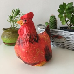 Ceramic Rooster, Painted Sculptures, Handmade Ceramics, Garden Decor, Art Hens, Outdoor Decorations, Hen, Statue - thumbnail 3