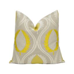 Jane Churchill - Carus Gold Laurel Leaf Trellis Cushion Cover Handmade Throw Pillow Designer Home D??cor - thumbnail 1