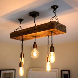 Wooden Beam Light Chandelier Ceiling Cluster Pendant Dining Room, Kitchen Island Or Bar Lighting - thumbnail 3