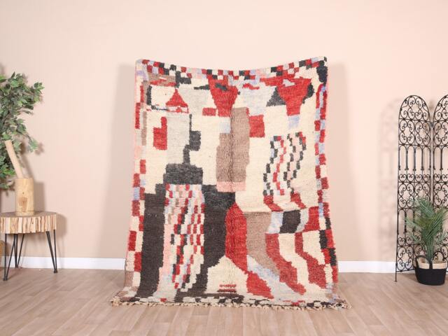 Vintage Boujaad Rug, Authentic Moroccan Rug 5x7 Ft - image 1