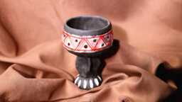 Handmade Boho Ceramic Candle Holders - Geometric Pattern Stands Unique Gift Decor - thumbnail 1