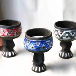 Handmade Boho Ceramic Candle Holders - Geometric Pattern Stands Unique Gift Decor - thumbnail 3
