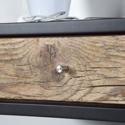 Floating Nightstand Gray Stone With Drawer in Old Wood Scandinavian Design - thumbnail 2