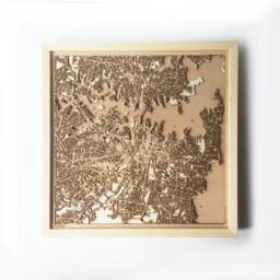 Sydney Wooden Map - Laser Cut City Streets, 3D Framed Wall Art - thumbnail 1
