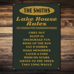 Personalized Lake House Rules Metal Sign, Custom Family Cabin Wall Art, Vacation Home Decor, Life Sign - thumbnail 2
