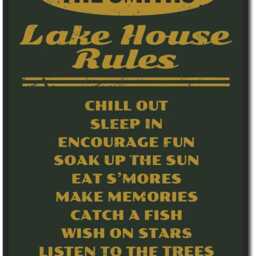 Personalized Lake House Rules Metal Sign, Custom Family Cabin Wall Art, Vacation Home Decor, Life Sign - thumbnail 3