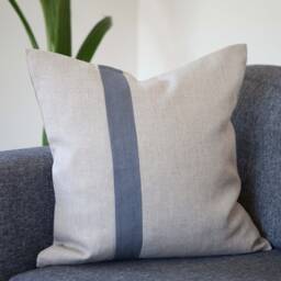 Decorative Color Block Pillow Cover, Gray Line Linen Pillow, Square Pillowcase - thumbnail 2