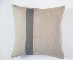Decorative Color Block Pillow Cover, Gray Line Linen Pillow, Square Pillowcase - thumbnail 1