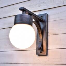 Hand Forged Outdoor Wall Lamp With Glass Globe - thumbnail 2