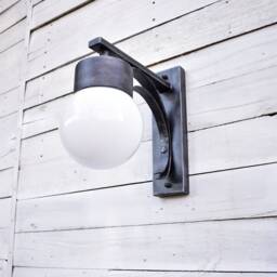 Hand Forged Outdoor Wall Lamp With Glass Globe - thumbnail 3