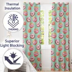 Cute Kawaii Donuts With Pink Icing Mint Green Background Seamless Pattern Readymade Eyelet Ring Top Thermal 100% Blackout Curtains - thumbnail 3