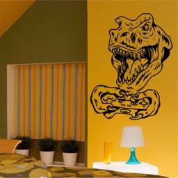 Gaming T-Rex Dinosaur Sticker, Vinyl Wall Art Sticker, Transfer, Mural, Stencil, Easy To Apply, Instructions Included, Matt Finish - thumbnail 1