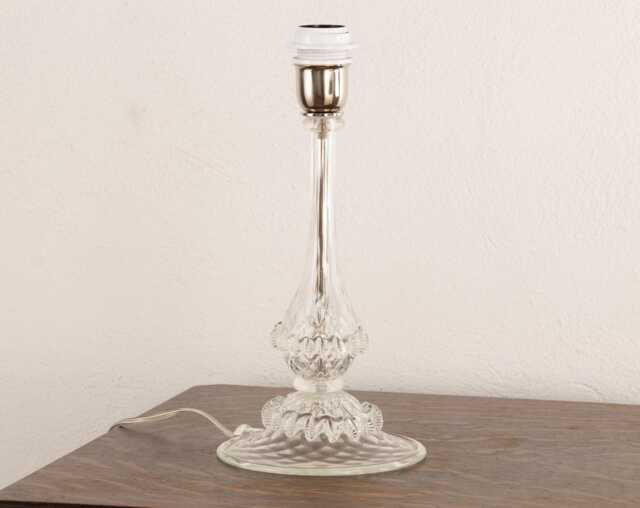 Murano Glass Table Lamp, Transparent With Art Details - 33cm Tall - image 1