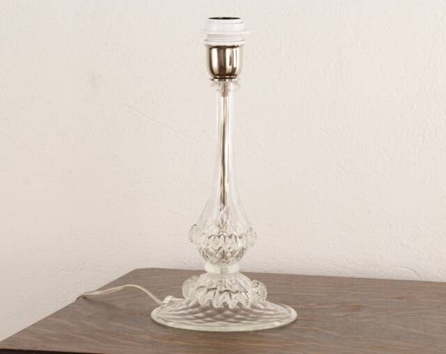 Murano Glass Table Lamp Transparent Color With Artistic Decoration, Height 33 cm Handmade Made in Italy - image 1