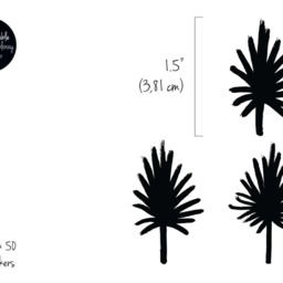 Hand Drawn Palm Leaves Wall Decor, Black Graphic Decal, Hand Made Sticker, Modern Tropical Decor Set, Floral Decal #17S - thumbnail 2