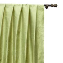 Gooseberry Green Faux Silk Curtain Panels, Art Curtains - Rod Pocket, Grommet, Box Pleat, Three Pinch Tab Top & Plain Ring Top - thumbnail 1