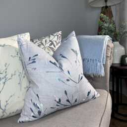 Country-style Cushion Cover, Modern Pillow Blue Cover For Sofa Or Chair, John Lewis & Partners Nerine Fabric, Blue/Multi - thumbnail 1