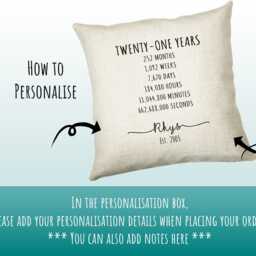 21st Birthday Gift For Men - Personalised Cushion Age 21 Him Mens Years Months Weeks Design Son Brother Twenty One Bne21C - thumbnail 3