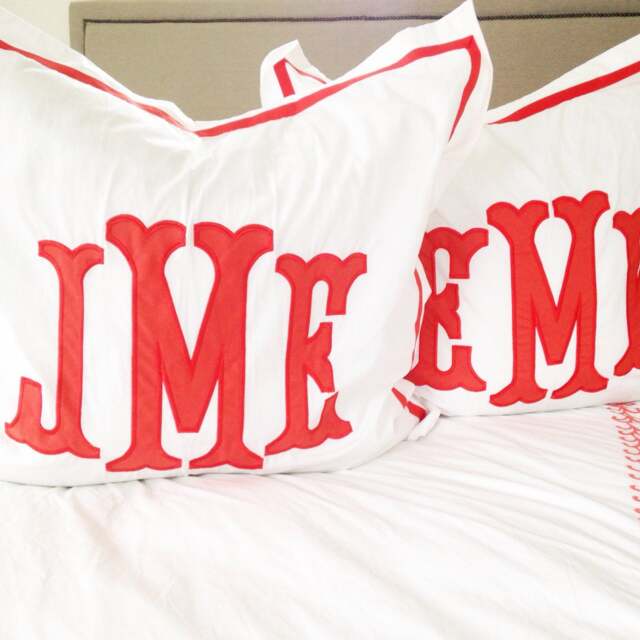 Monogram Embroidered Applique Sham/Egyptian Cotton Custom Bedding Pillow - image 1