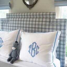 Monogram Embroidered Applique Sham/Egyptian Cotton Custom Bedding Pillow - thumbnail 2