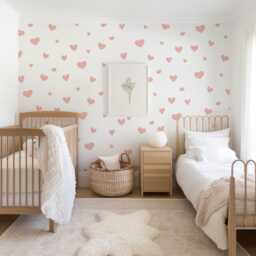 Pink Heart Wall Decals Reusable Fabric Stickers For Kids - thumbnail 1
