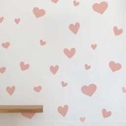 Pink Heart Wall Decals Reusable Fabric Stickers For Kids - thumbnail 2