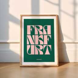 Frankfurt Typography Print - 4 Colours Travel - Germany, Berlin, Quirky, Funky, Trendy, Kitchen, Office, Wall Art, Poster, Bauhaus, Retro - thumbnail 1
