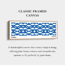 White Bauhaus Geometric Horizontal Wall Art Long Narrow Framed Canvas Print For Bedroom Living Room Office Or Hallway Decor - thumbnail 3