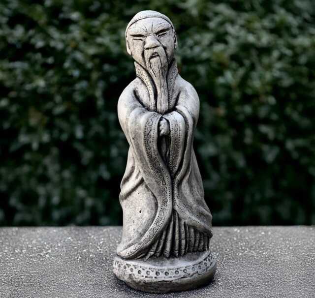 Concrete Chinese Man Sculpture Outdoor Statue Stone Wise Elder Figurine Japanese Ornament Tradition Decoration Lover Gift - image 1