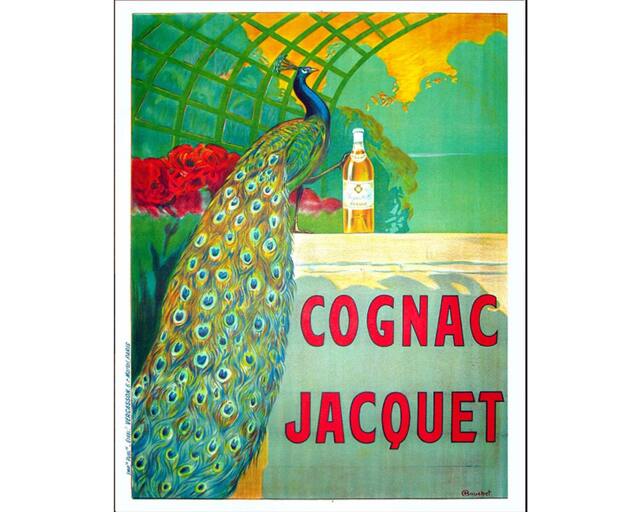 Cognac Jacquet Peacock Vintage Advertising Enamel Metal Tin Sign Wall Plaque