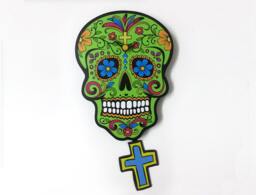 Green Sugar Skull - Day Of The Dead -Dia De Los Muertos Calavera Pendulum Wall Clock