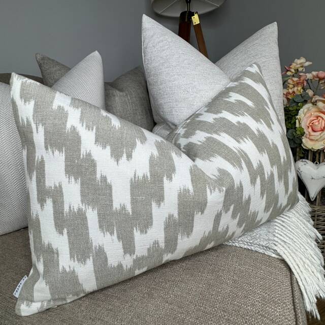 Decorative Cushion Cover - Throw Pillow For Sofa Or Bed, Clarke & Geometric Abstract Design Beige White Natural - image 1