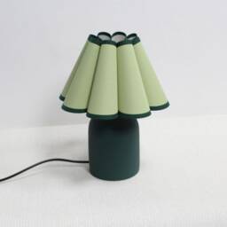 Handmade Green Fabric Shade Table Lamp With Ceramic Base-45# - thumbnail 3