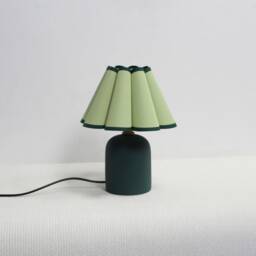 Handmade Green Fabric Shade Table Lamp With Ceramic Base-45#