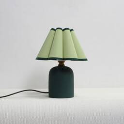 Handmade Green Fabric Shade Table Lamp With Ceramic Base-45# - thumbnail 2
