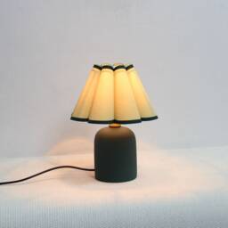 Handmade Green Fabric Shade Table Lamp With Ceramic Base-45# - thumbnail 4