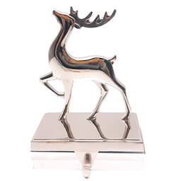 Silver Stocking Holder Reindeer Hangers Christmas For Fireplace Weighted Chrome Hook Metal Decoration Dog Kids Snowflake