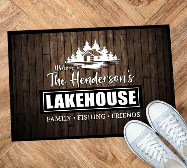 Personalised Lake House Entrance Door Mat - Vacation Cabin 60 X 40 cm - image 1