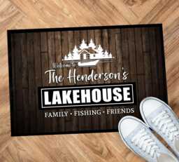 Personalised Lake House Entrance Door Mat - Vacation Cabin 60 X 40 cm - thumbnail 1
