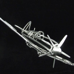 Handmade Detailed Spitfire Wwii British Airplane Sculpted Entirely Of Aluminum Wire Metal Historical Sculpture Welded Art - thumbnail 3