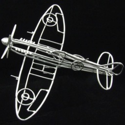 Handmade Detailed Spitfire Wwii British Airplane Sculpted Entirely Of Aluminum Wire Metal Historical Sculpture Welded Art - thumbnail 2