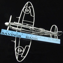Handmade Detailed Spitfire Wwii British Airplane Sculpted Entirely Of Aluminum Wire Metal Historical Sculpture Welded Art - thumbnail 4