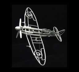 Handmade Detailed Spitfire Wwii British Airplane Sculpted Entirely Of Aluminum Wire Metal Historical Sculpture Welded Art - thumbnail 1