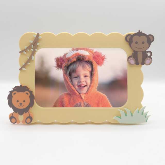 Picture Frame Plate Baby Shower Gift Nursery Decor Toddler Room Safari Theme Animal Lion Tiger Zebra Giraffe Hippo Photo - image 1