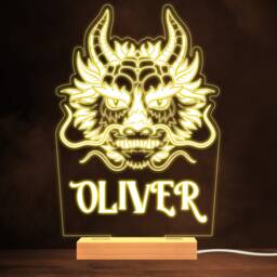 Cool Dragon Head Warm White Lamp Personalised Gift Night Light - Bedroom - thumbnail 1
